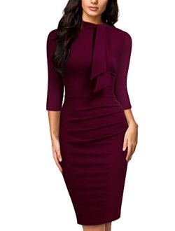 Women's Retro Half Collar Ruffle Style Cocktail Pencil Dress