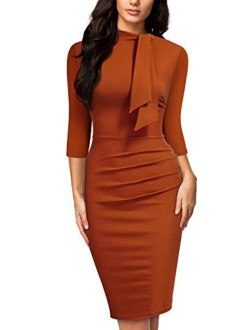 Women's Retro Half Collar Ruffle Style Cocktail Pencil Dress