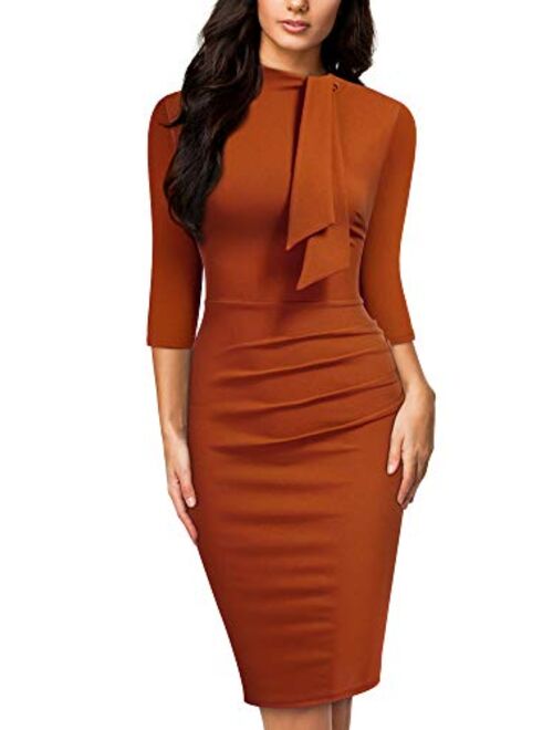 Miusol Women's Retro Half Collar Ruffle Style Cocktail Pencil Dress