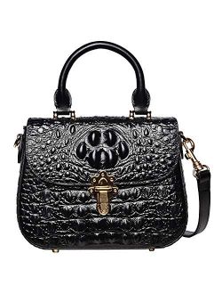 Leather Crossbody Shoulder Bags for Women Designer Crocodile Purse Satchel Handbag