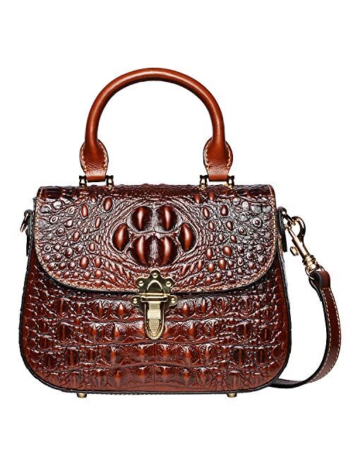 PIJUSHI Leather Crossbody Shoulder Bags for Women Designer Crocodile Purse Satchel Handbag