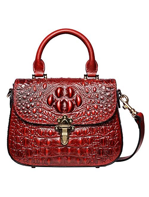 PIJUSHI Leather Crossbody Shoulder Bags for Women Designer Crocodile Purse Satchel Handbag