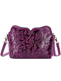 Designer Leather Handbags for Women Ladies Floral Crossbody Shoulder Bags Clutch Purse