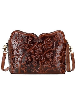 Designer Leather Handbags for Women Ladies Floral Crossbody Shoulder Bags Clutch Purse