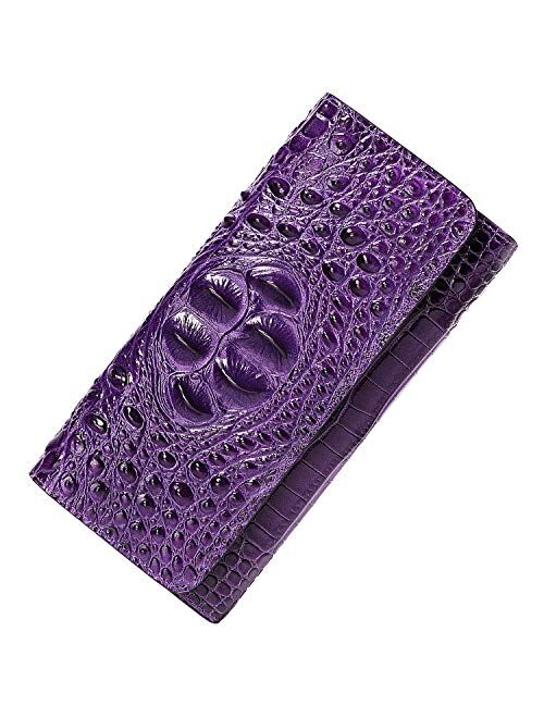 PIJUSHI Women Leather Wallet Embossed Crocodile Clutch Wallets for Women Card Holder Organizer