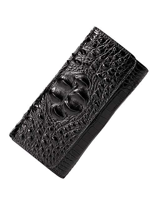 PIJUSHI Women Leather Wallet Embossed Crocodile Clutch Wallets for Women Card Holder Organizer