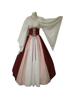 Women's Renaissance Medieval Costumes Dress Trumpet Sleeves Gothic Retro Gown