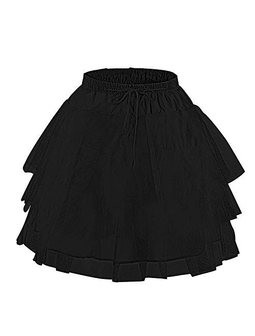 Abaowedding Flower Girls Hoopless Petticoat Slip with 3 Layers Elastic Kids Crinoline Underskirt