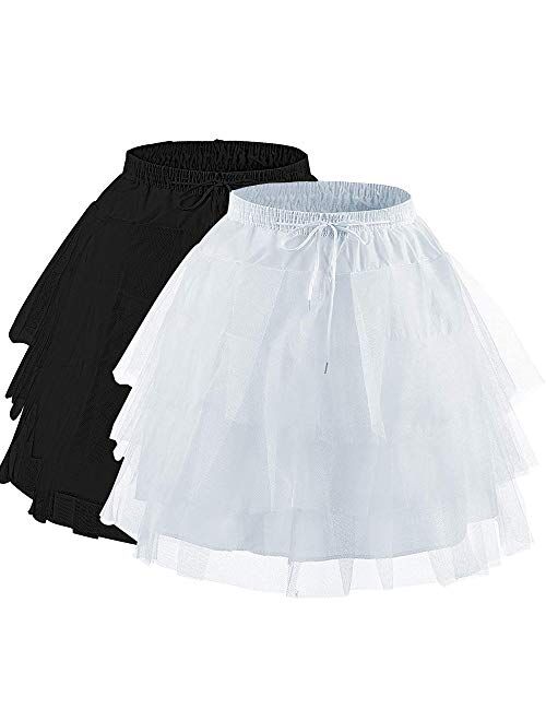 Abaowedding Flower Girls Hoopless Petticoat Slip with 3 Layers Elastic Kids Crinoline Underskirt