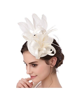 Feather Fascinator Cocktail Party Hair Clip Pillbox Hats