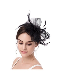 Feather Fascinator Cocktail Party Hair Clip Pillbox Hats