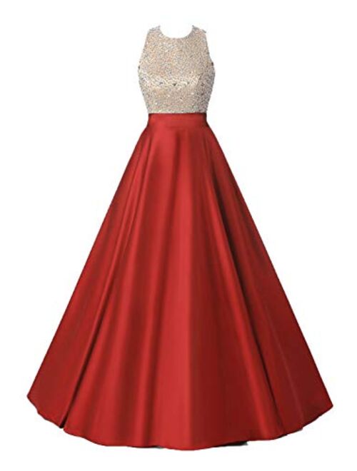 HEIMO Women's Sequined Evening Party Gowns Beading Formal Dress for Teens Prom Dresses Long H160