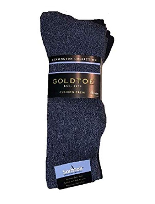 Gold Toe Men's Dress Crew Socks Combed Cotton Perfect Fit Kensington Collection 4 Pack