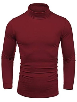 LecGee Men's Slim Fit Basic Thermal Turtleneck T Shirt Long Sleeve Casual Pullover Shirts