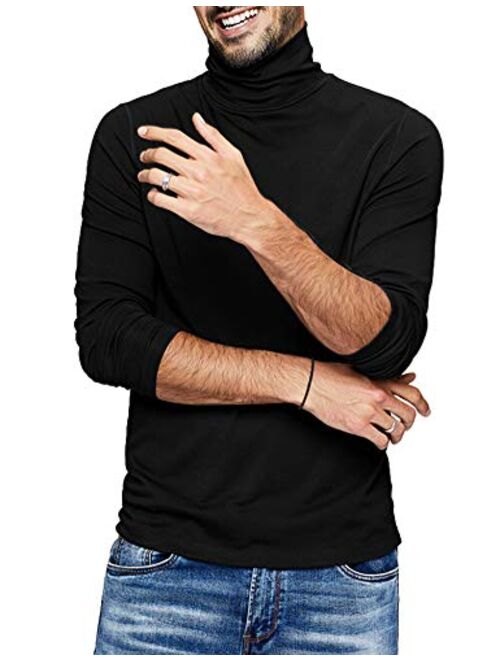 LecGee Men's Slim Fit Basic Thermal Turtleneck T Shirt Long Sleeve Casual Pullover Shirts