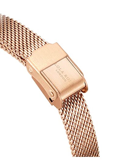 Lola Rose Women's Malachite Textured Watch with Rose Gold Tone Milanese Steel Band