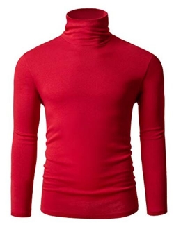 TAPULCO Men Turtleneck Long Sleeve Knitted Pullover Basic Slim Fit Casual Soft Comfy T Shirts