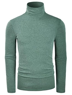 TAPULCO Men Turtleneck Long Sleeve Knitted Pullover Basic Slim Fit Casual Soft Comfy T Shirts