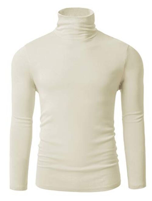 TAPULCO Men Turtleneck Long Sleeve Knitted Pullover Basic Slim Fit Casual Soft Comfy T Shirts