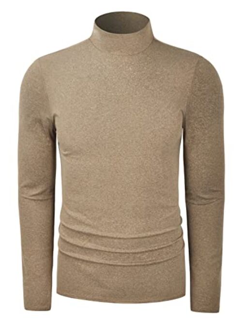 TAPULCO Men Turtleneck Long Sleeve Knitted Pullover Basic Slim Fit Casual Soft Comfy T Shirts