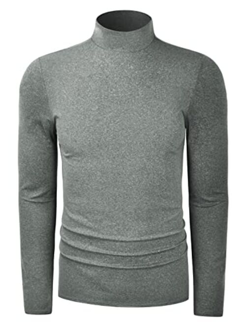 TAPULCO Men Turtleneck Long Sleeve Knitted Pullover Basic Slim Fit Casual Soft Comfy T Shirts