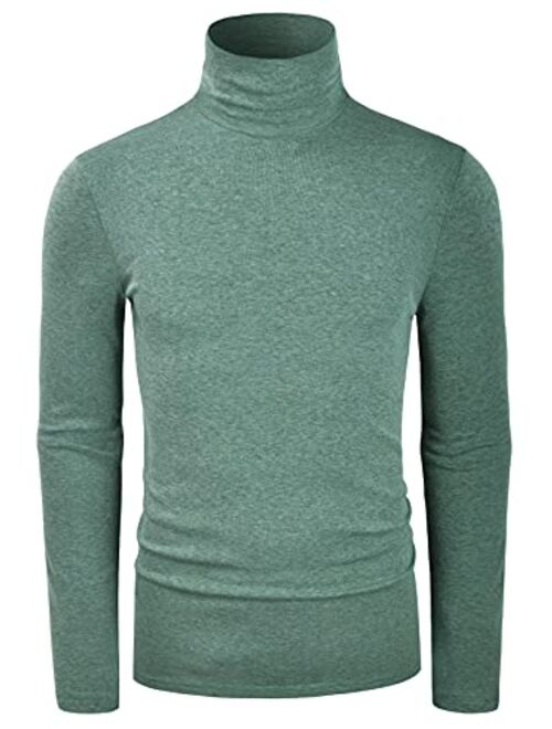 TAPULCO Men Turtleneck Long Sleeve Knitted Pullover Basic Slim Fit Casual Soft Comfy T Shirts