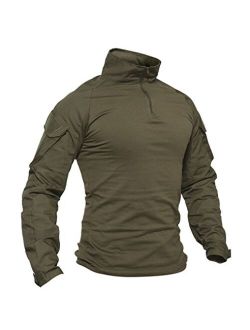 TACVASEN Men's Military Shirts Slim Fit Pullover Long Sleeve 1/4 Zip T-Shirt