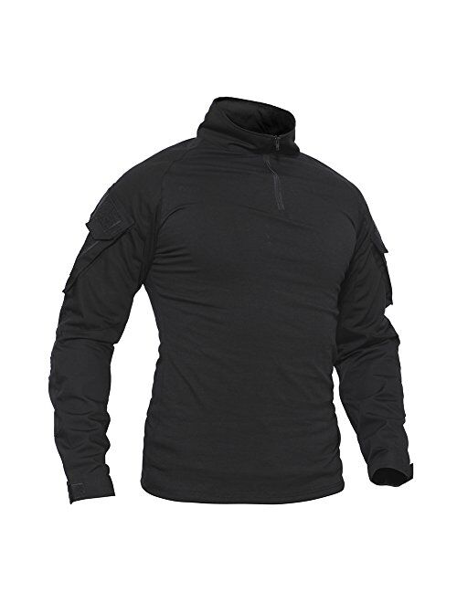 TACVASEN Men's Military Shirts Slim Fit Pullover Long Sleeve 1/4 Zip T-Shirt