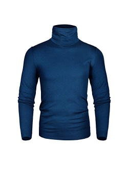 Derminpro Men's Slim Fit Soft Turtleneck Long Sleeve Pullover Lightweight T-Shirt