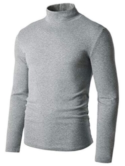 Derminpro Men's Slim Fit Soft Turtleneck Long Sleeve Pullover Lightweight T-Shirt