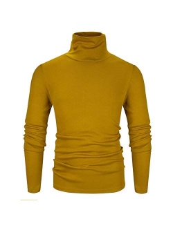 Derminpro Men's Slim Fit Soft Turtleneck Long Sleeve Pullover Lightweight T-Shirt