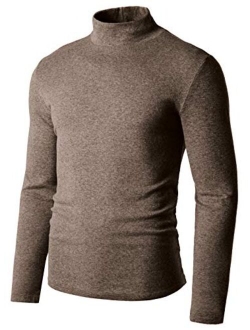 Derminpro Men's Slim Fit Soft Turtleneck Long Sleeve Pullover Lightweight T-Shirt