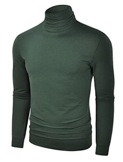 Derminpro Men's Slim Fit Soft Turtleneck Long Sleeve Pullover Lightweight T-Shirt