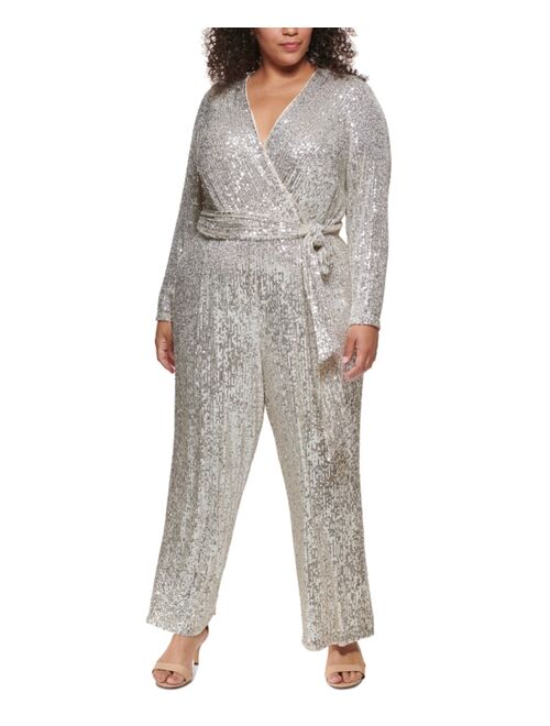 Buy Eliza J Plus Size Sequin Wrap Jumpsuit online | Topofstyle