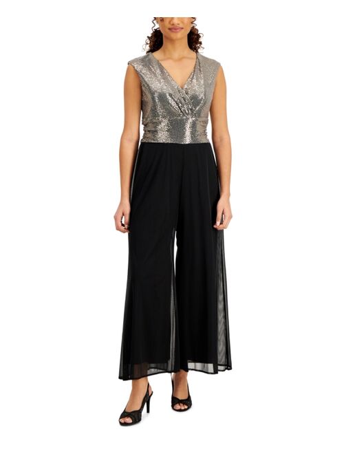 Connected Petite Sequin Top Jumpsuit