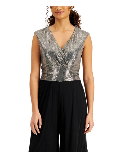 Connected Petite Sequin Top Jumpsuit