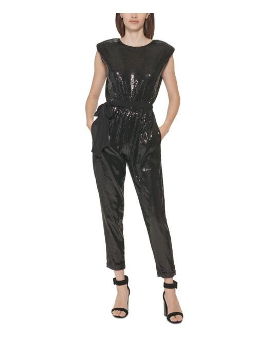 Calvin Klein Sequined Belted Jumpsuit