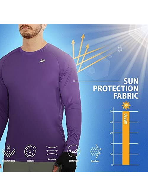 ODODOS Men's Classic Fit Long and Short Sleeve T-Shirts UPF 50+ Sun Protection SPF Athletic Tee Hiking Fishing Workout Tops