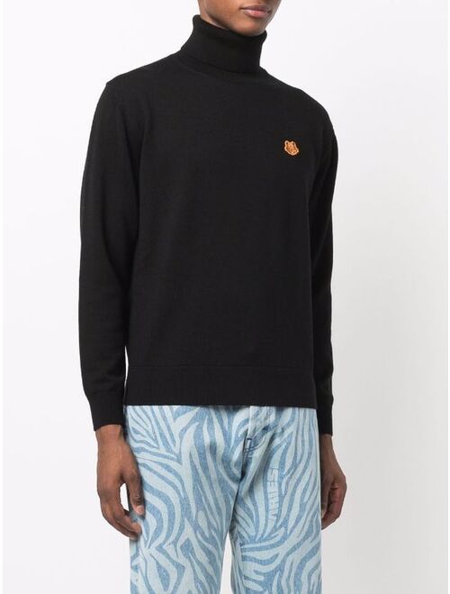 Kenzo Tiger-appliqué roll-neck jumper