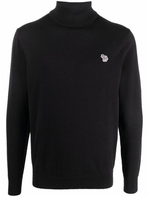 Zebra-logo roll-neck jumper