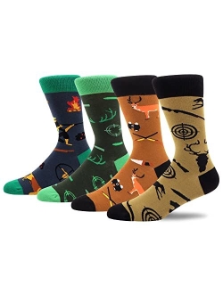 MAKABO Men's Fun Dress Socks Colorful Funny Novelty Casual Crew Socks Packs