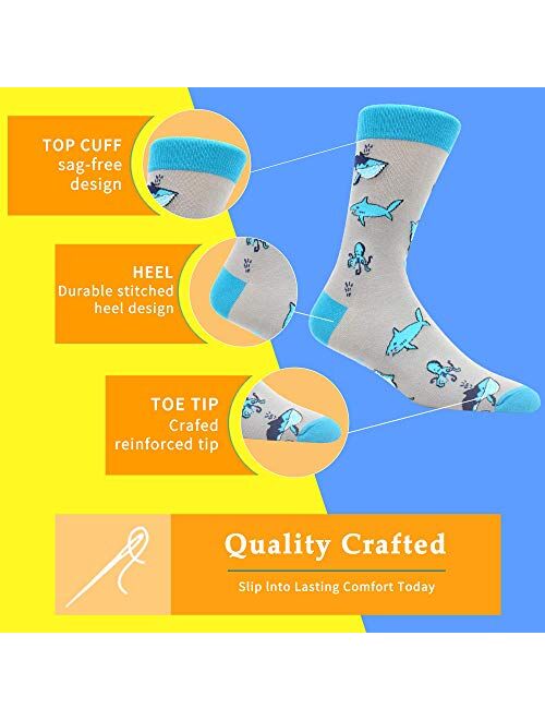 MAKABO Men's Fun Dress Socks Colorful Funny Novelty Casual Crew Socks Packs