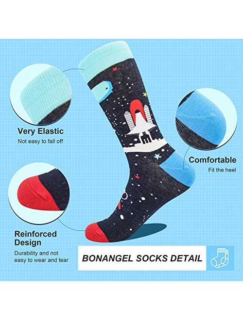 Bonangel Men's Fun Dress Socks-Colorful Funny Novelty Crew Socks Pack,Art Socks