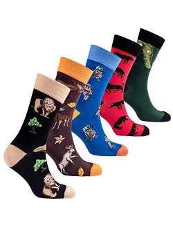 Socks n Socks-Mens 5pair Luxury Colorful Cotton Fun Novelty Dress Socks Gift Box