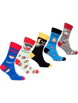 Socks n Socks-Mens 5pair Luxury Colorful Cotton Fun Novelty Dress Socks Gift Box