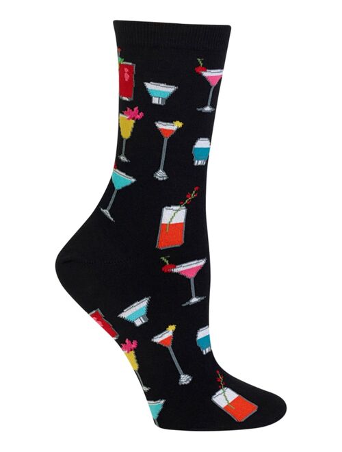 Hot Sox Women's Tropical Drinks Fashion Crew Socks