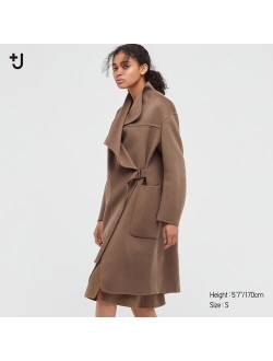 WOMEN  J CASHMERE BLEND COLLARLESS COAT