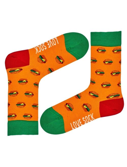 Love Sock Company Burger Novelty Organic Cotton Colorful Fun Novelty Crew Socks