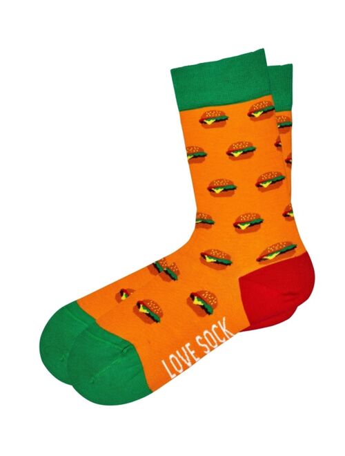 Love Sock Company Burger Novelty Organic Cotton Colorful Fun Novelty Crew Socks