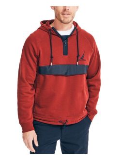 Men's Classic-Fit Colorblocked Mixed-Media 1/4-Zip Hoodie